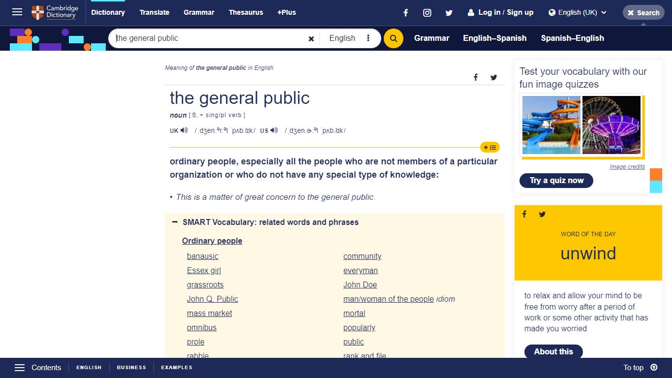 THE GENERAL PUBLIC | meaning in the Cambridge English Dictionary