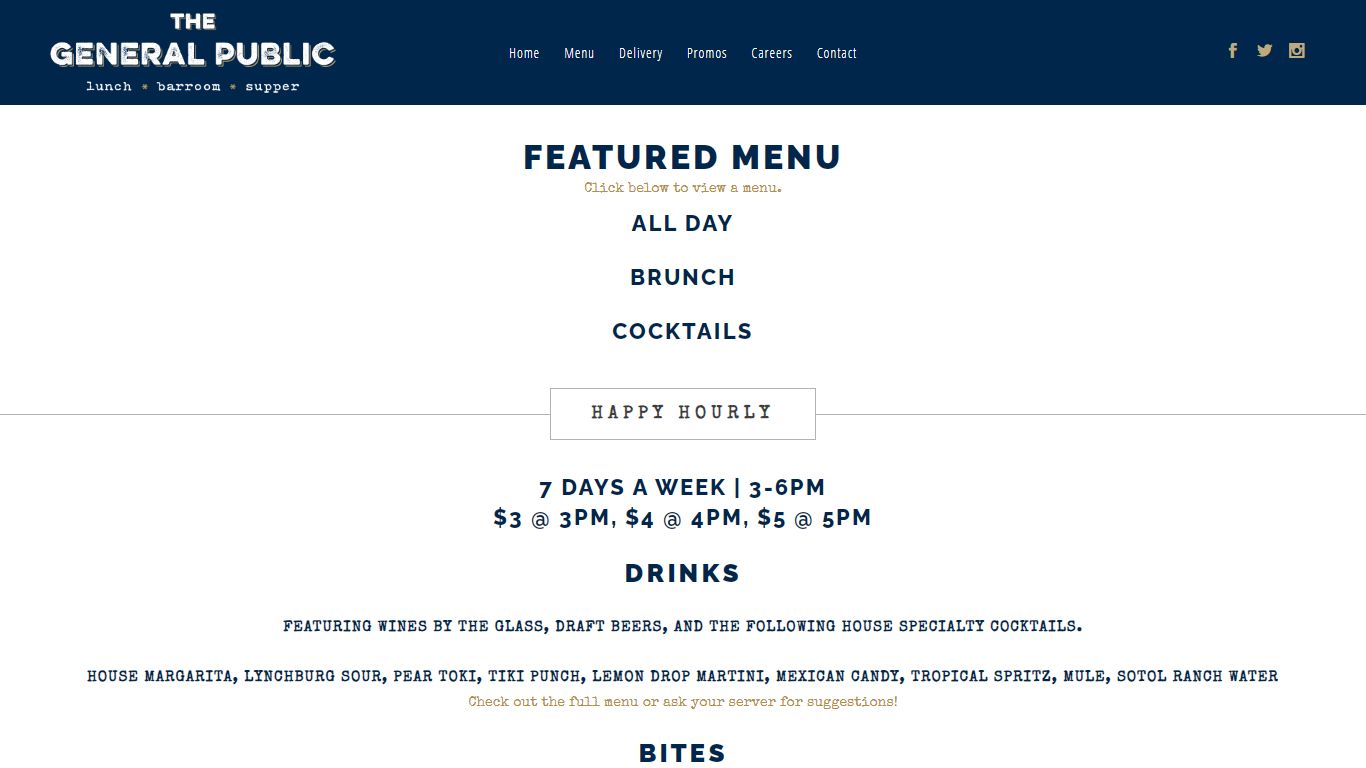 Featured Menu | Houston - The General Public